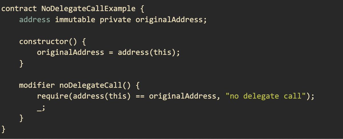 0xCharlesWang's tweet image. No delegatecall: Preventing unwanted delegatecalls

When delegatecall is used in a contract, it executes code in the context of another contract. This means the code runs in the context of the calling contract (using its storage, balance, and address), but the actual code to…