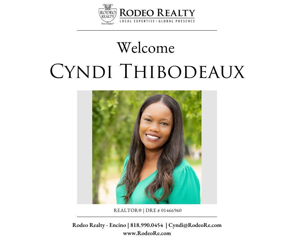 Cyndi Thibodeaux, Welcome to Rodeo Realty! We are honored that you have chosen to join our team! It is our goal to help you take your career to the next level. #rodeorealty #rodeorealtyagent #encino #realestate