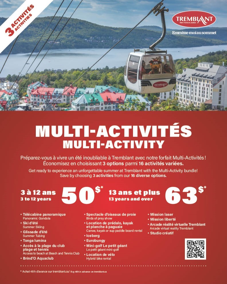 This summer, choose the new Multi-Activity bundle to have fun and save on a choice of 16 activities. Plus, get an 20% discount on this bundle with your lodging before June 20 - the perfect duo to make the most of all that #Tremblant has to offer! ☀️🤸‍♂️ tremblant.ca/offers