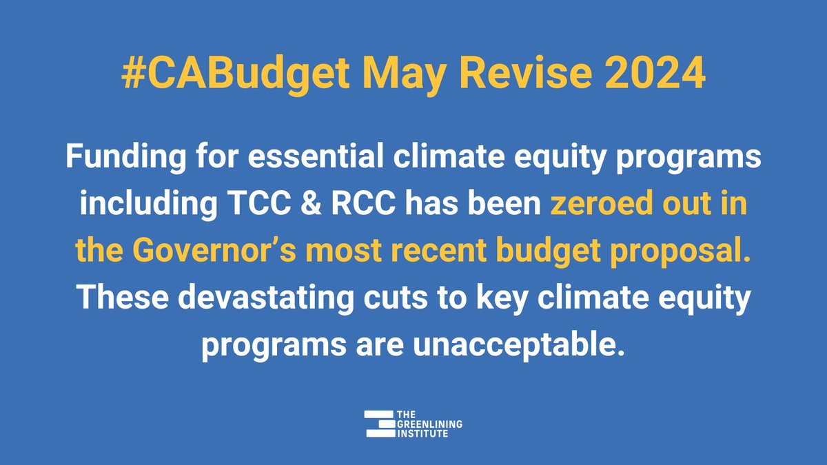 Frontline communities deserve to see their #climatejustice visions become reality. #TCC & #RCC are key to making that happen. @CAGovernor, we urge you to continue supporting #climateequity by funding these programs through California’s #GGRF! @greenlining