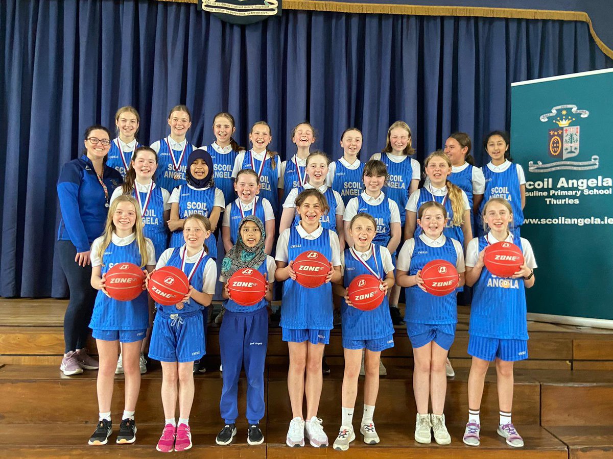 ScoilAngela's tweet photo. We had a great morning at the Margaret Curran Memorial Basketball Blitz in @presprimarythurles. We played some mighty matches and were delighted to be medal winners. #teachercolleague #remember #basketballfun 🏀🏀🏀 https://t.co/SFrMv7lqQM