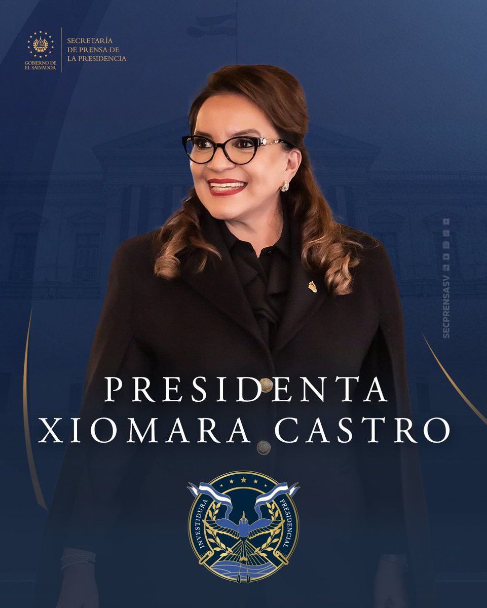 SecPrensaSV's tweet photo. #InvestiduraPresidencial | La presidenta de Honduras, @XiomaraCastroZ, participará en la toma de posesión del Presidente @nayibbukele, este 1 de junio. #SecretaríaDePrensa https://t.co/33BLsgcc89