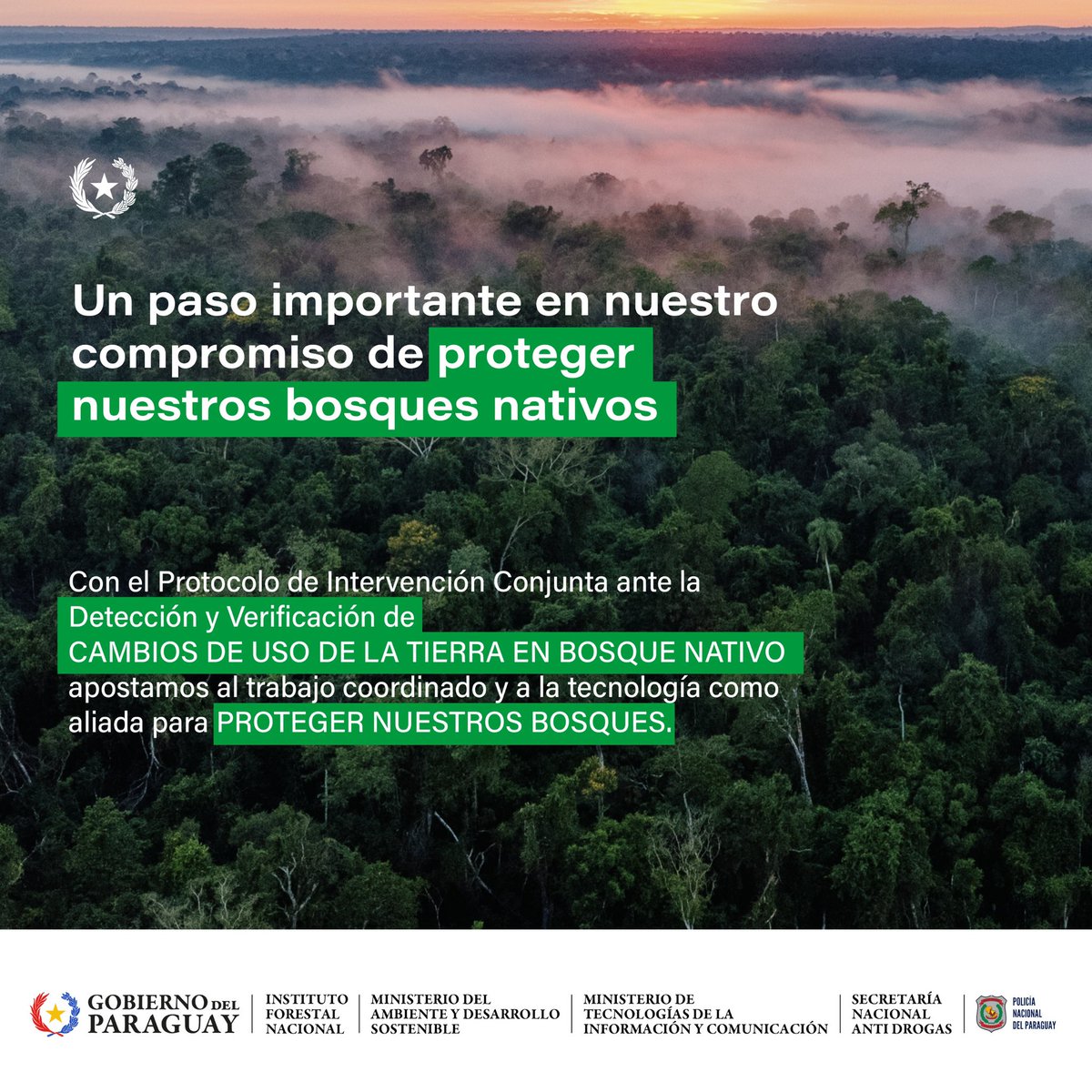 InfonaPy's tweet photo. Marcamos otro hito y avanzamos fortaleciendo el compromiso que asumimos: proteger los bosques nativos del Paraguay

El Protocolo de Intervención Conjunta representa:

✅Trabajo coordinado
✅Tecnología de punta

Para una gestión sostenible y transparente de #nuestrosbosques 🇵🇾 https://t.co/UK4kfac9OJ