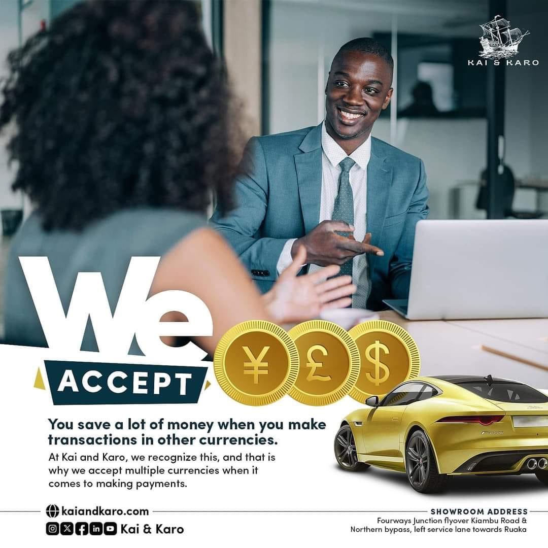 You save a lot of money when you make transactions in other currencies. At Kai and Karo, we recognize this, and that is why we accept multiple currencies when it comes to importing your Dream car(s)✅️✅️ #kaiandkaro #kaiankaroglobal