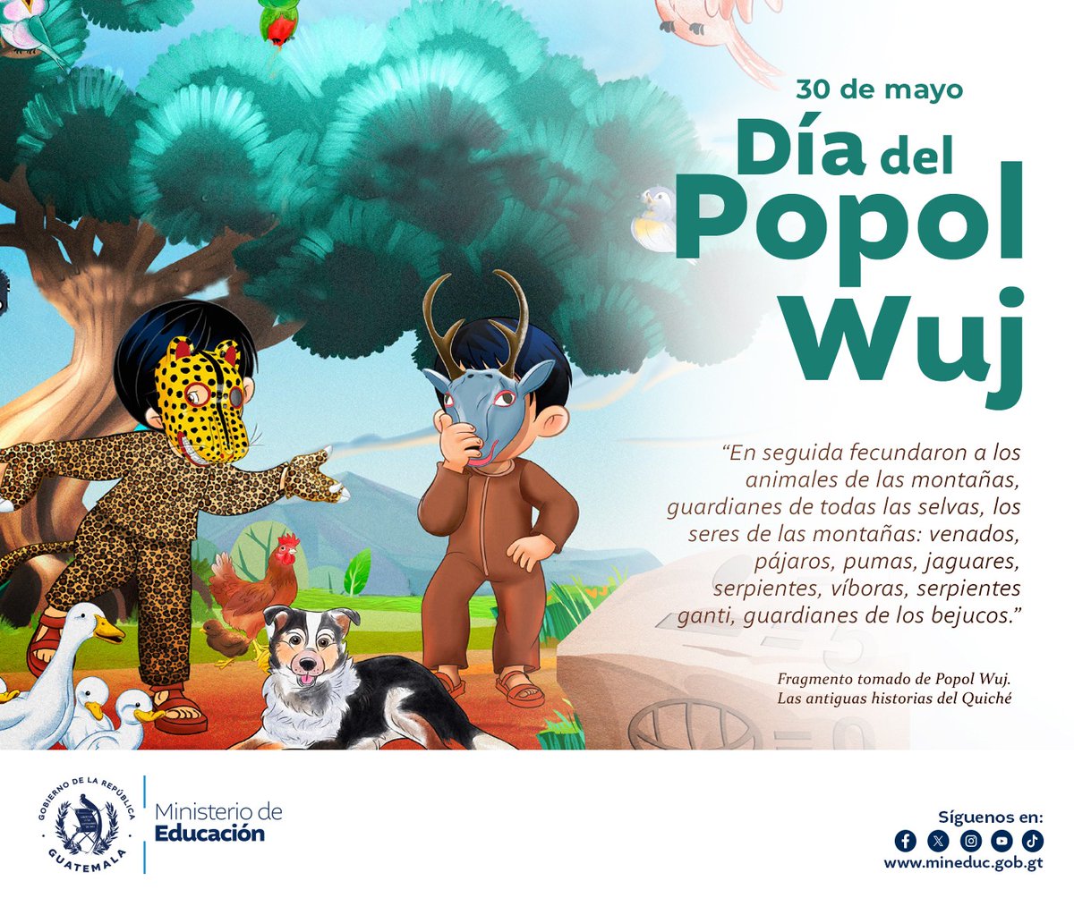 El Popol Wuj es un legado cultural invaluable que nos enseña sobre el origen del mundo, la creación del ser humano y la importancia del equilibrio con la naturaleza. #GuatemalaSaleAdelante #Mineduc