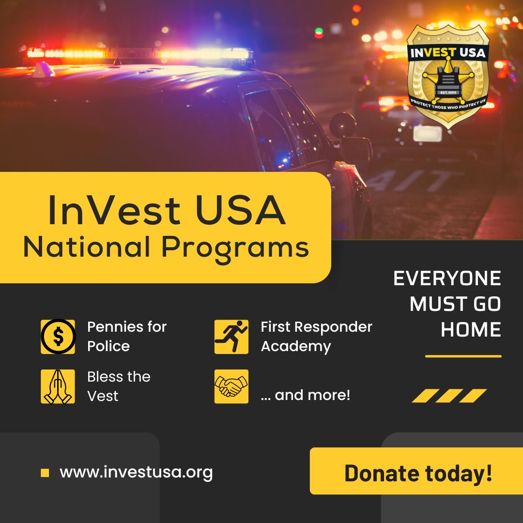 InvestUSAorg's tweet image. Whether you're a religious organization looking for a way to help your local heroes or a school wanting to get your children involved with the community, we have a program for you! investusa.org #BulletProofVests #FirstResponders #SupportOurHeroes #Nonprofit #InVestUSA