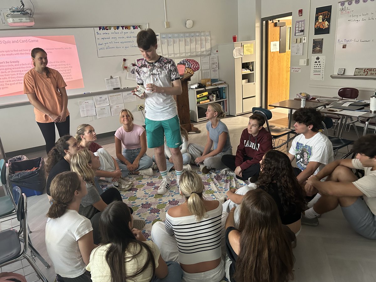 When the student becomes the master! AP Psych students taught lessons on self-selected topics (like this activity on the psychology of greed), leaving a legacy to remind us that psychology is all around us.<a href="/RFH_Regional/">Rumson-Fair Haven</a>  <a href="/SECrowley/">Suzanne Crowley</a>