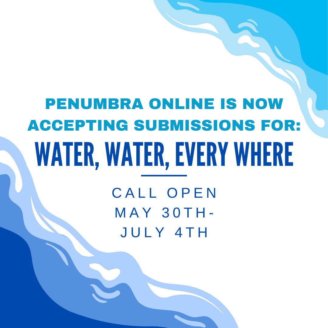 Penumbra Online (@csustanpenumbra) on Twitter photo UPDATE!! We're looking for submissions for our Summer 2024 edition: short fiction, poetry, hybrid, non-fiction, and art pieces are all welcome. Submissions will be accepted from today to 7/4 at midnight (PST). For more info and submission guidelines, see our website! UPDATE!! We're looking for submissions for our Summer 2024 edition: short fiction, poetry, hybrid, non-fiction, and art pieces are all welcome. Submissions will be accepted from today to 7/4 at midnight (PST). For more info and submission guidelines, see our website!