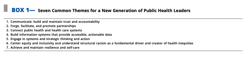 Helm-Murtagh and Erwin outline the 7 must-have abilities for the next generation of public health leaders in response to the challenges #COVID19 posed for #PublicHealth.

Read more here: bit.ly/3Kkl018