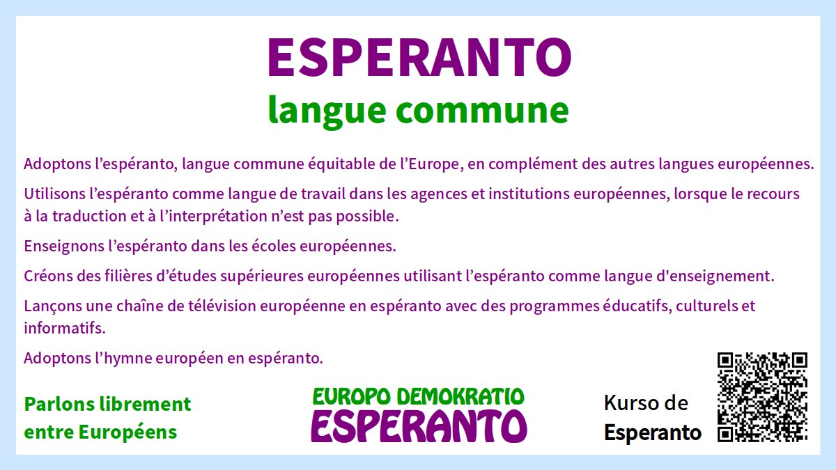 EsperantoEDE's tweet photo. #Européennes2024 
Espéranto langue commune — projet pour une Europe européenne https://t.co/oaG35uJNt9