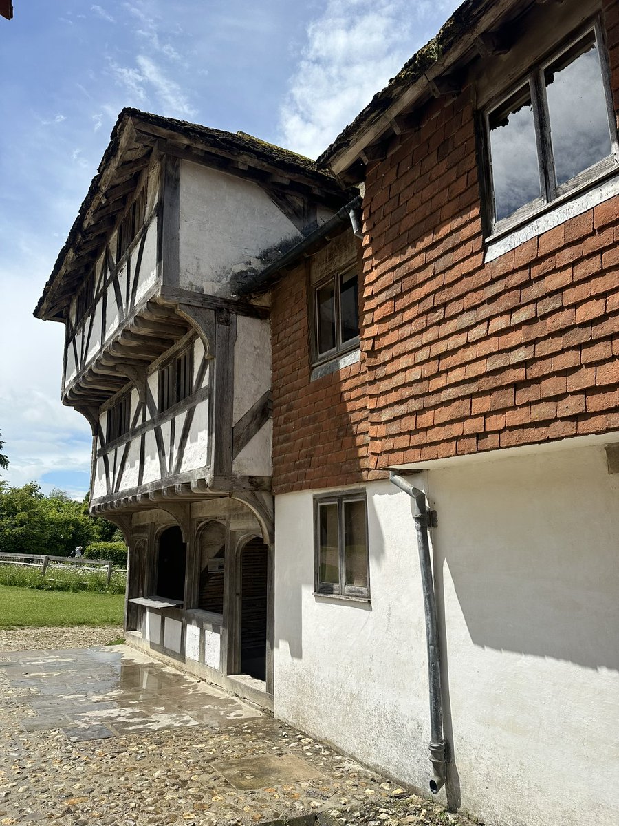 A rare chance to see an unmodernised late 15thC shop building, containing two shops and rooms above, which are accessible only from the right hand shop, suggesting that this was occupied by the owner. Originally on Middle Street in Horsham, the building was dismantled in 1968 and