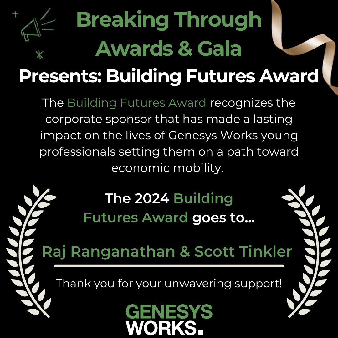 Congratulations to Raj and Scott from Accenture on being our 2024 Building Futures Award winners at our Breaking Through Awards &amp; Gala. To support career access for our Young Professionals: fundraise.givesmart.com/f/4miv/n?vid=1…