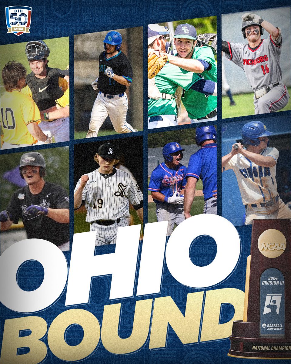 ON TO OHIO‼️

Eight teams begin the battle for the #d3baseball 🏆 tomorrow in Eastlake, Ohio.

#WhyD3