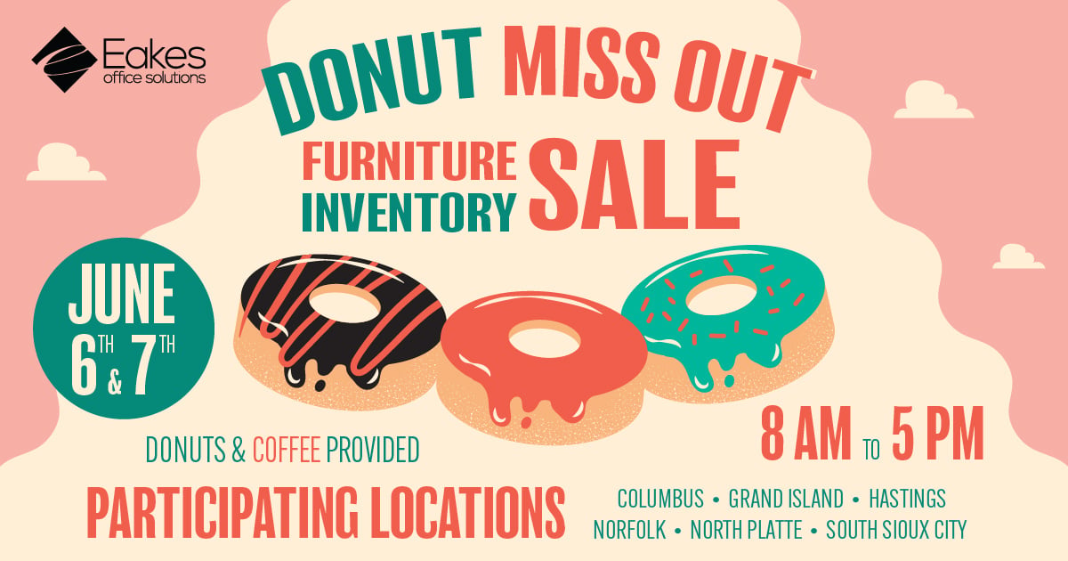 EakesOS's tweet photo. π©ποΈ Donut miss out on our furniture inventory sale next week! Join us for amazing deals and discounts and enjoy donuts and coffee! βπ© #FurnitureSale #ThinkEakes https://t.co/WB5nnbErOd
