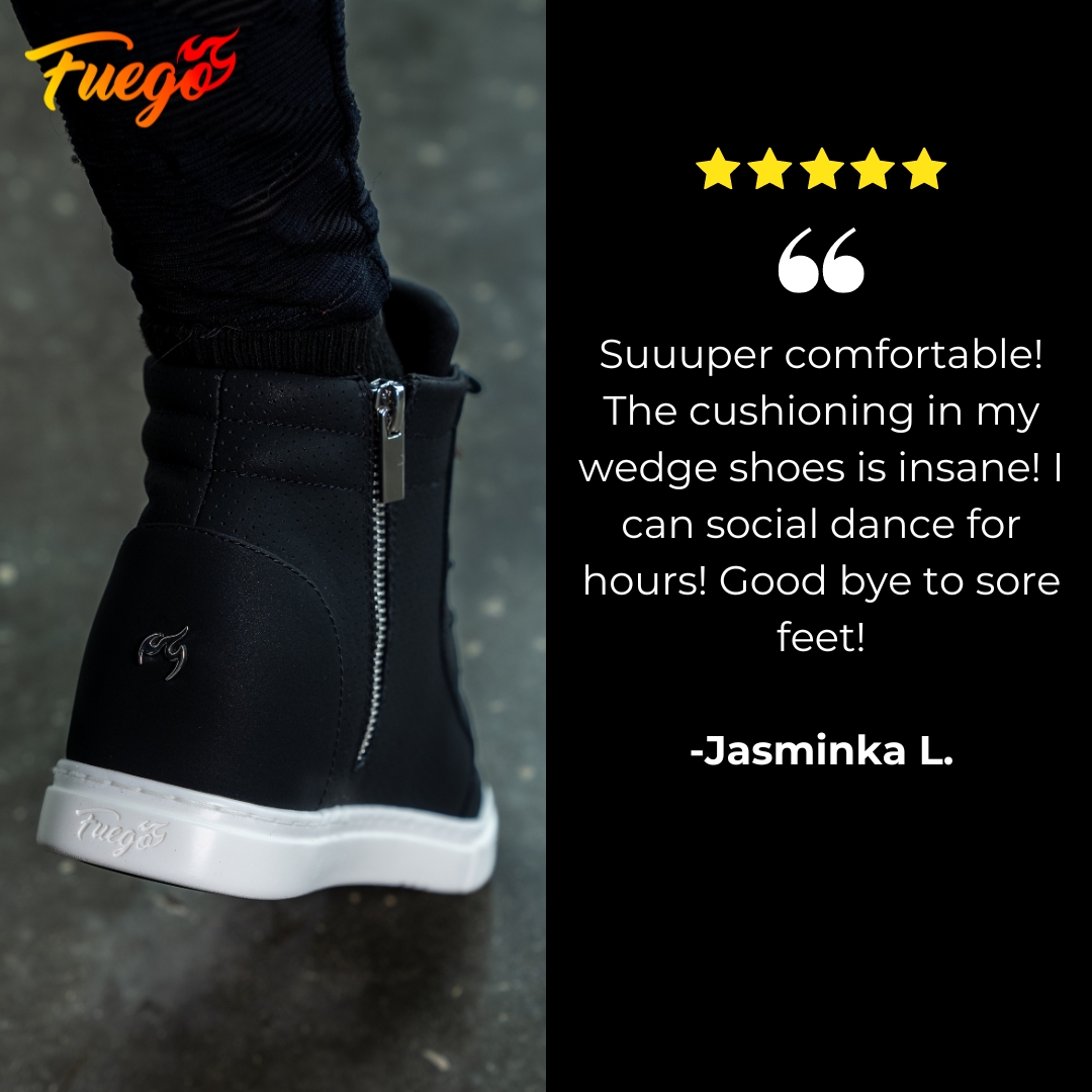 Fuego_dance's tweet photo. Bye bye, sore feet! Say hello 👋 to our new Wedge dance sneaker!

This sneaker / heel fusion features 25% MORE cushioning in the ball of the foot than our Low-top and High-top styles.

Shop our 5-star Wedge sneakers 🤩 https://t.co/57PyGhE8Z7

#dance #fuegodance #dancesneakers https://t.co/lhbIg6bsu3