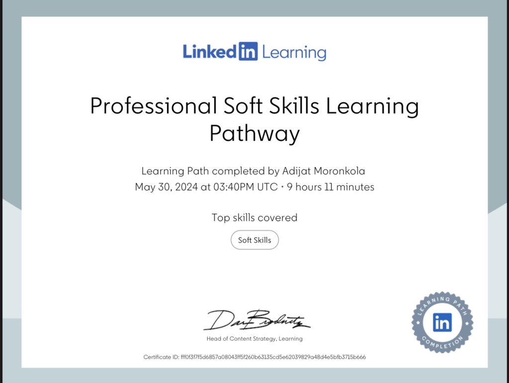 Thank you, @3MTTNigeria, for guiding me through my foundation course journey! With all six certificates now in hand, including the four previously shared, I'm ready to embrace new opportunities and learning adventures. #My3MTT #3MTTLearningJournal'