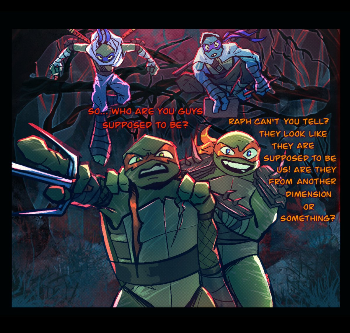 EndlessLogo's tweet photo. Chaotic duo portal <part 3> 🔥 
Now I have to draw something normal because if it weren’t for the four people who reminded me about the comic, I wouldn’t have remembered it 😬
1/2 ->
#riseraph #ruseMikey #riseLeo #risedonnie
#rottmnt #Tmnt2012 #Raph2012
#RiseofTheTMNT #Mikey2012 https://t.co/cg33a1xlaa