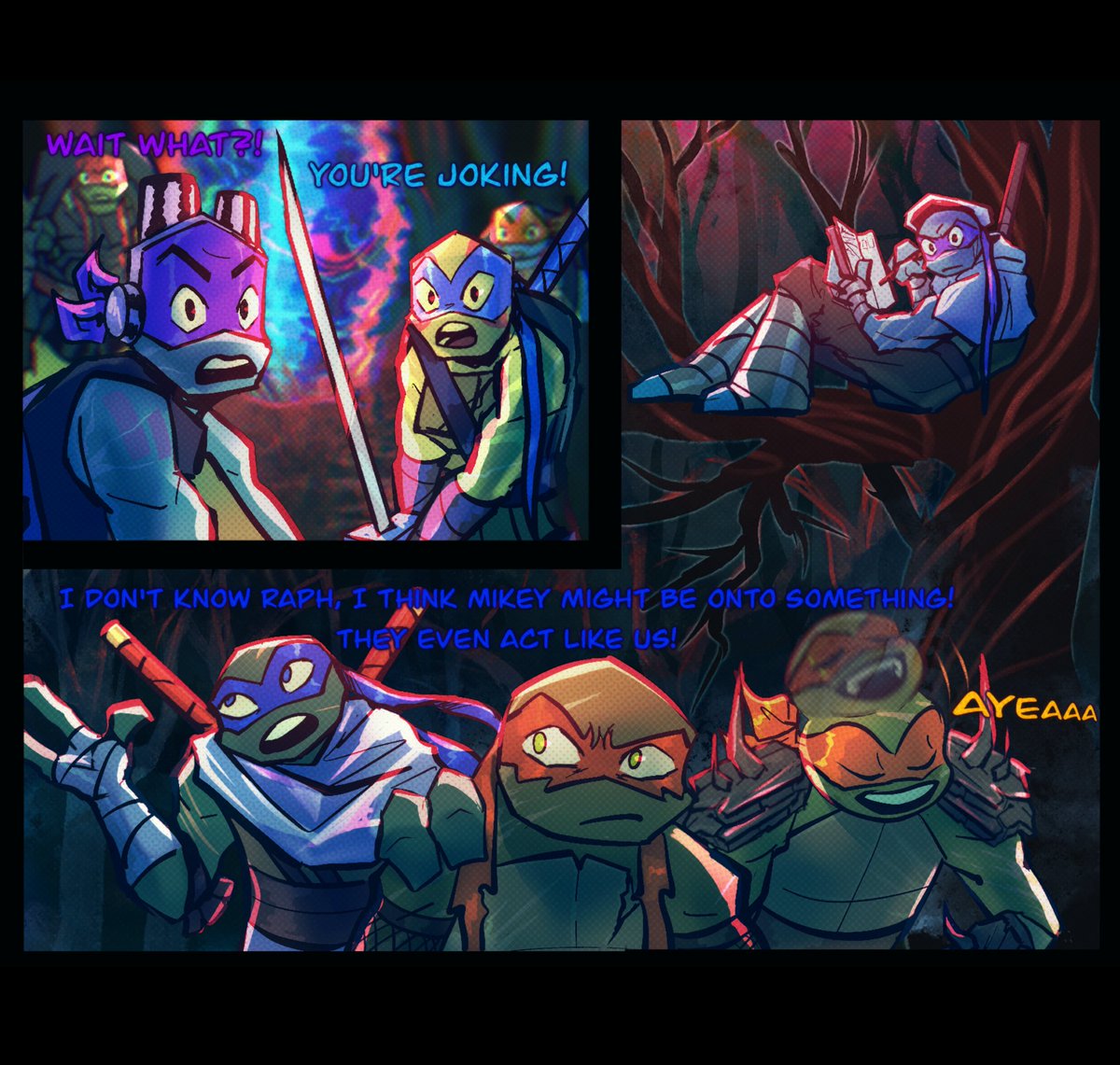 EndlessLogo's tweet photo. Chaotic duo portal <part 3> 🔥 
Now I have to draw something normal because if it weren’t for the four people who reminded me about the comic, I wouldn’t have remembered it 😬
1/2 ->
#riseraph #ruseMikey #riseLeo #risedonnie
#rottmnt #Tmnt2012 #Raph2012
#RiseofTheTMNT #Mikey2012 https://t.co/cg33a1xlaa