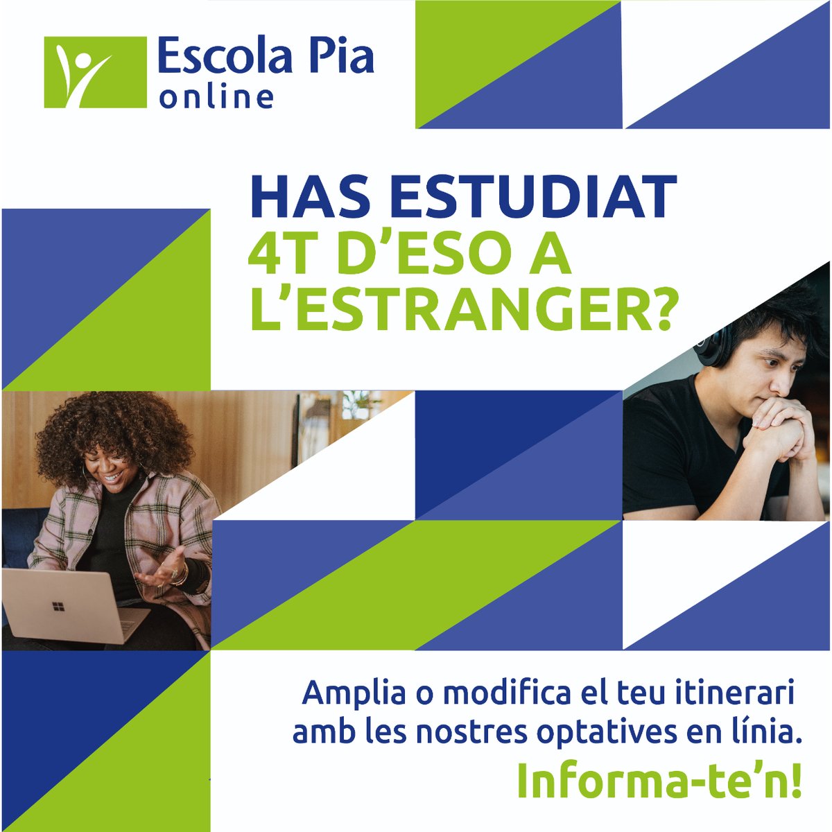 Has estudiat 4t d'ESO a l'estranger i et vols preparar per 1r de Batxillerat? 

Vols consolidar els aprenentatges de 4t d'ESO? 
Vols fer un batxillerat científic-tecnològic i no has cursat les optatives de ciències a l'ESO? 

Informa-te'n shorturl.at/egsx4!