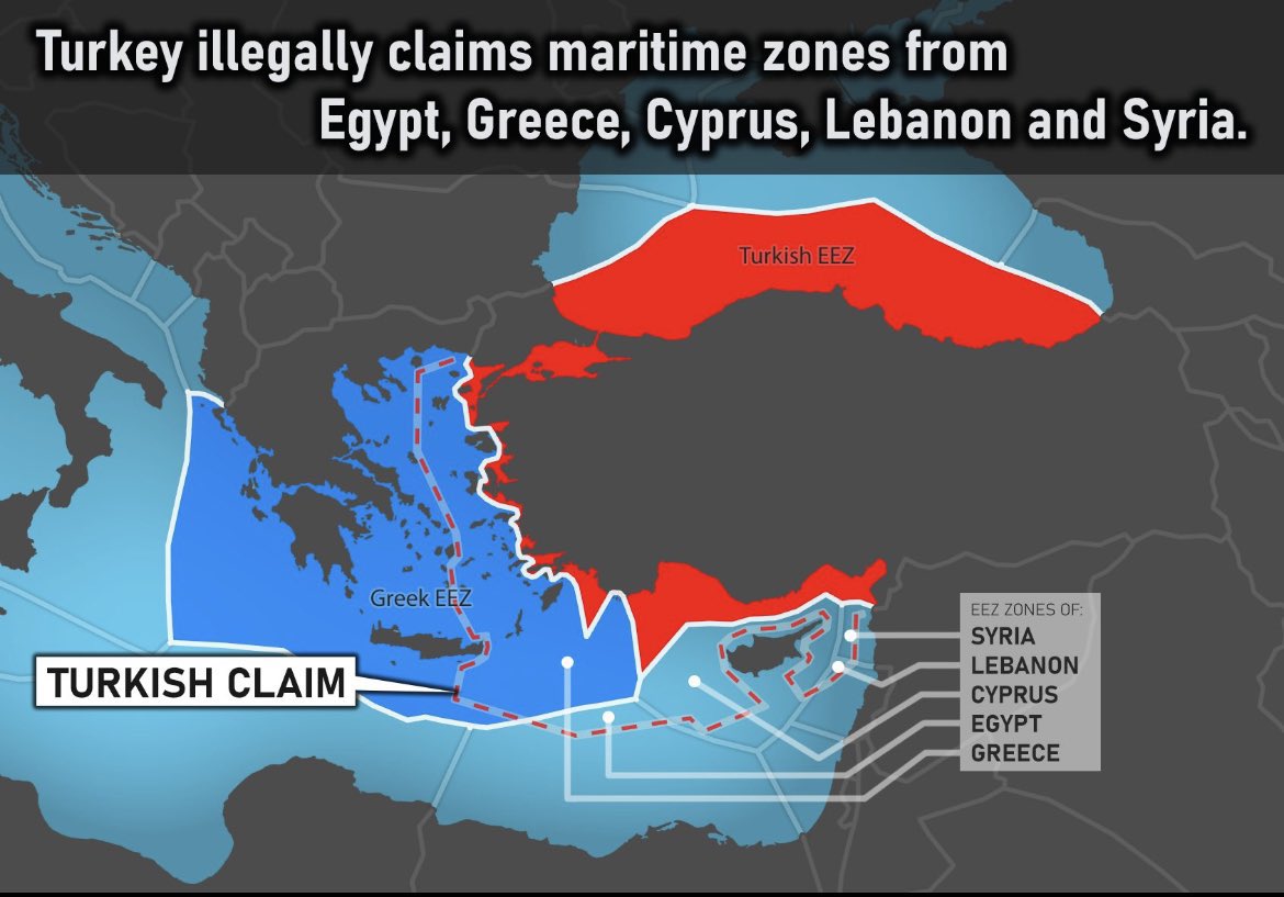 Everything you need to know how maritime zones are defined and delineated by nations An excellent simple to understand 🧵 by @ictinus_x which explains what is provided by the UN law off the seas #UNCLOS ▪️The case of the Greek islands in the Aegean ▪️It is obvious after