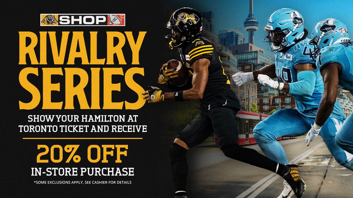 1 MORE DAY!!! 🚨

Get it before it's too late!

Show your HAM @ TOR game ticket and receive 20% off your purchase at Ticats Shop!!
   
*in-store only 
*some exclusions apply, see cashier for details!

#TheHammer