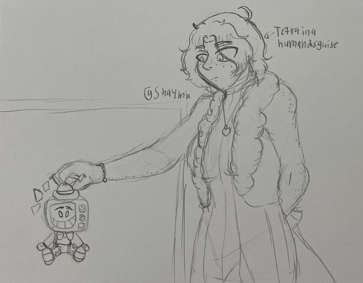 Have a redraw sketch of the ending of Super Mario 64 Poorly Explained and Tetra (in a human disguise) holding Mr. Puzzles (in a plushie form).
#SMG4 #SMG4AU #SMG4OC #SMG4Fanart #Puzzlevision #MrPuzzles