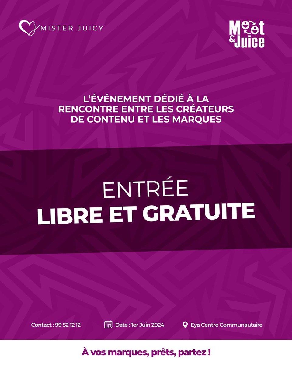 🎉 Entrée libre et gratuite ! 🎉

Eh oui ! C'est inédit ! Ne manquez surtout pas l'occasion.

Rejoignez-nous ce samedi au @EyaCenter.

Venez découvrir, apprendre, réseauter et let's Meet and Juice ! 💜💜💜

#MeetAndJuice #Networking #goodvibes