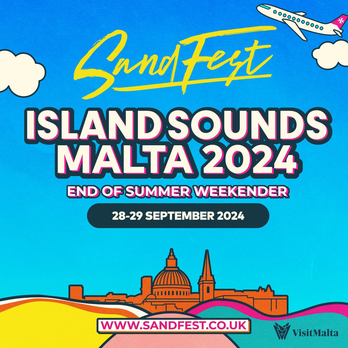 SANDFEST ON TOUR ✈️🌴

Get your passport ready! We’re taking our beach festival vibes to Malta to celebrate the end of the summer 🥳

☀️ Stay tuned as we reveal an incredible line up &amp; more info in the coming days!

📆 Save the dates! 

#sandfestMalta #islandsoundsmalta #Malta