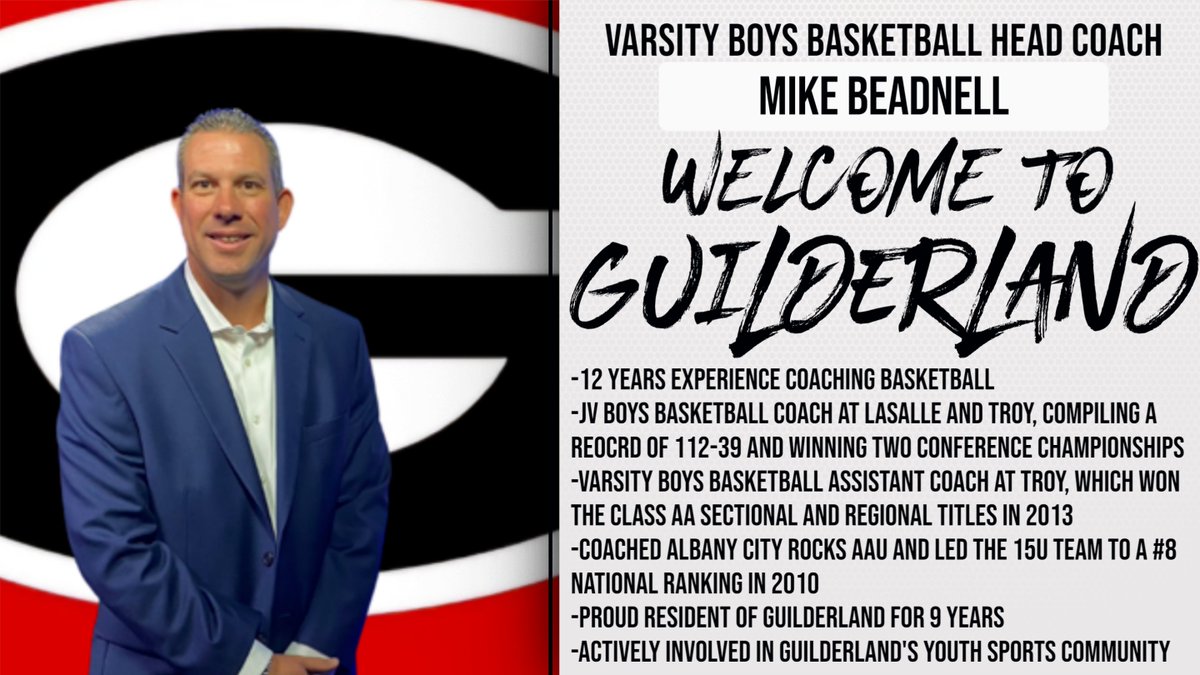 GoDutchAthletix's tweet photo. We are excited to announce the hiring of Mike Beadnell as our new varsity boys basketball head coach!  We look forward to you leading our program.  Welcome to the Guilderland team.  GO DUTCH!

@GuilderlandCSD @guildhoops https://t.co/OrrjkfAmLN