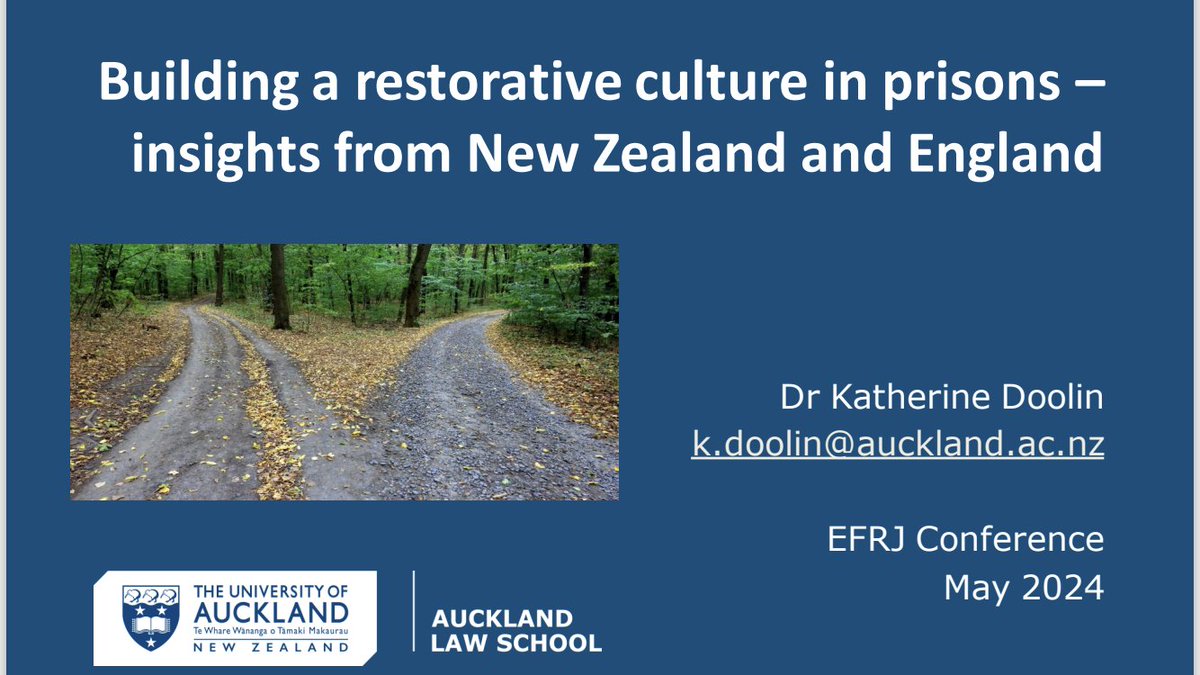 Katherine Doolin (@drkatedoolin) on Twitter photo Thanks <a href="/EuForumRJ/">European Forum for Restorative Justice - EFRJ</a> for the opportunity to present my research on restorative justice in prisons in New Zealand and England today at #EFRJ2024 conference in beautiful Tallinn! Thanks to those who attended for sharing your insights and experiences. #RJinPrison <a href="/AKLLawSchool/">Auckland Law School</a> Thanks <a href="/EuForumRJ/">European Forum for Restorative Justice - EFRJ</a> for the opportunity to present my research on restorative justice in prisons in New Zealand and England today at #EFRJ2024 conference in beautiful Tallinn! Thanks to those who attended for sharing your insights and experiences. #RJinPrison <a href="/AKLLawSchool/">Auckland Law School</a>