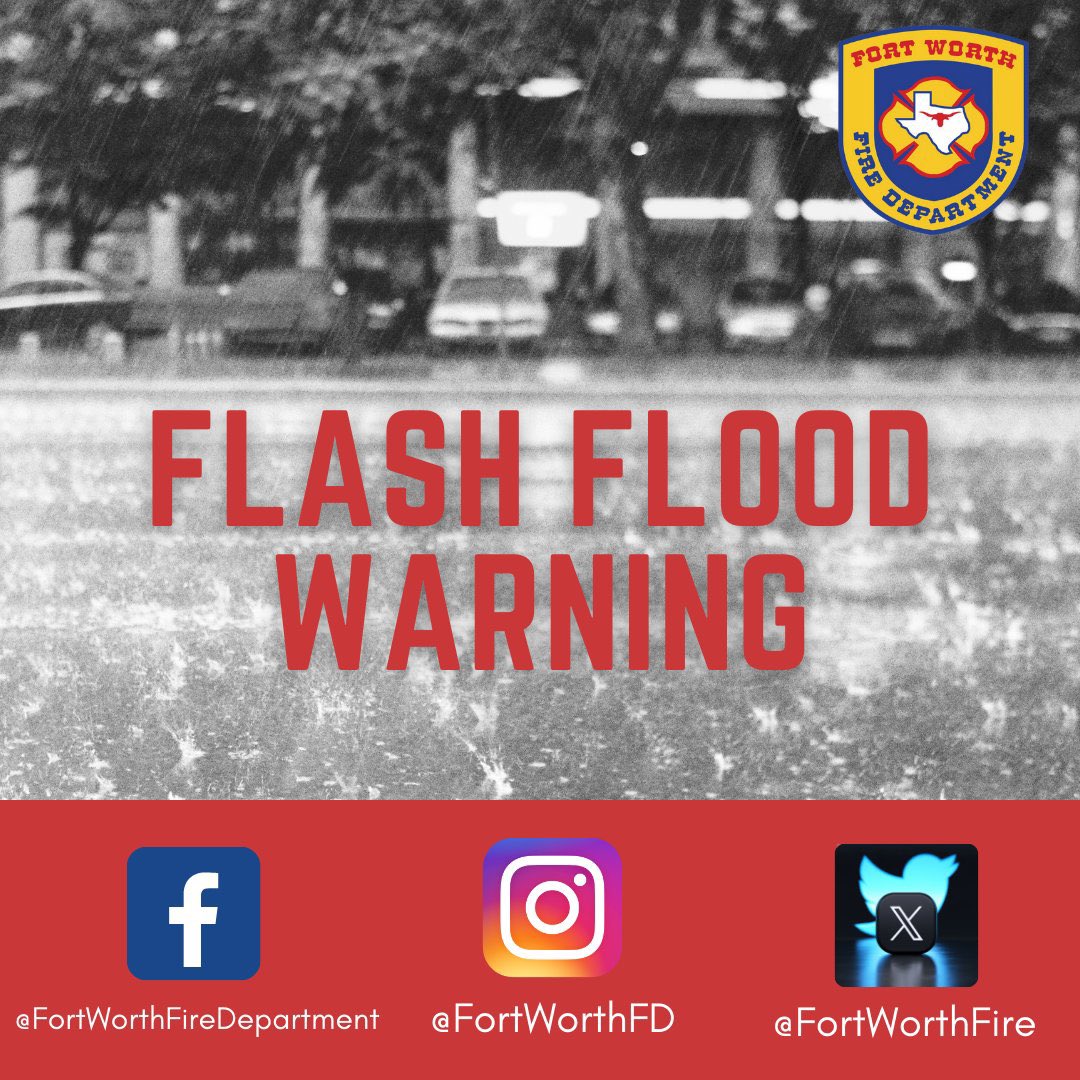 [Thursday, 5/30]- The @NWSFortWorth has issued a FLASH FLOOD WARNING for our area until 4:30pm. Heavy rain from thunderstorms is expected & will impact your commute. Please plan ahead and stay weather aware. DO NOT drive thru standing water no matter what. Stay safe, #FortWorth.