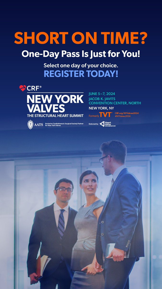 We are in the countdown for #NYValves2024! It is time to register, even if it is only for 1 day. A unique opportunity to learn and interact with leader on the field #TAVR #structuralheart @crfheart #NYC . It will be a beauty!