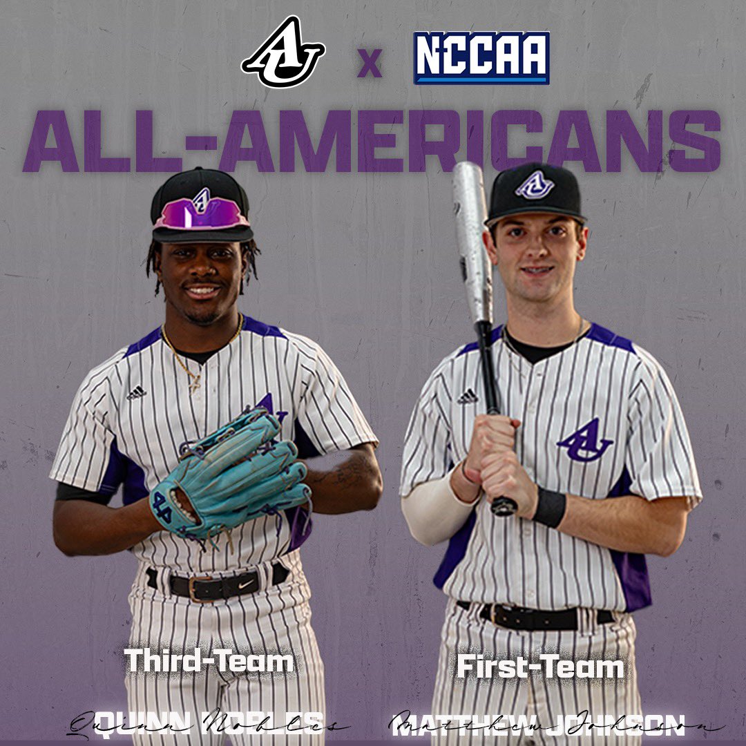 NEWS | Johnson and Nobles honored as <a href="/TheNCCAA/">NCCAA</a> All-Americans‼️👏
•
Johnson finished with a .387 average and 55 hits in his final season. 🤩
•
Nobles led <a href="/AsburyBaseball/">Asbury U. Baseball</a> in doubles (10), triples (5), and stolen bases (24) with a .346 average. 💪

🗒️➡️ asburyeagles.com/news/2024/5/30…