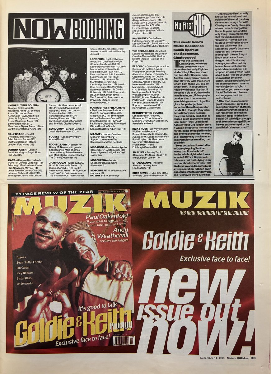 Gig Guide! Who’s on where! Melody Maker, 14 December 1996. #MelodyMaker #MyLifeInTheUKMusicPress #1996