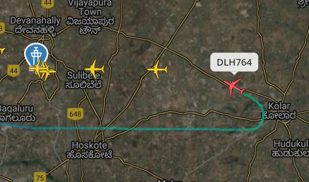 dealy in landing of #Lufthansa DLH764 it went kolar & again coming towards Bengaluru kempegowda international airport.. 

#prajwalrevanna