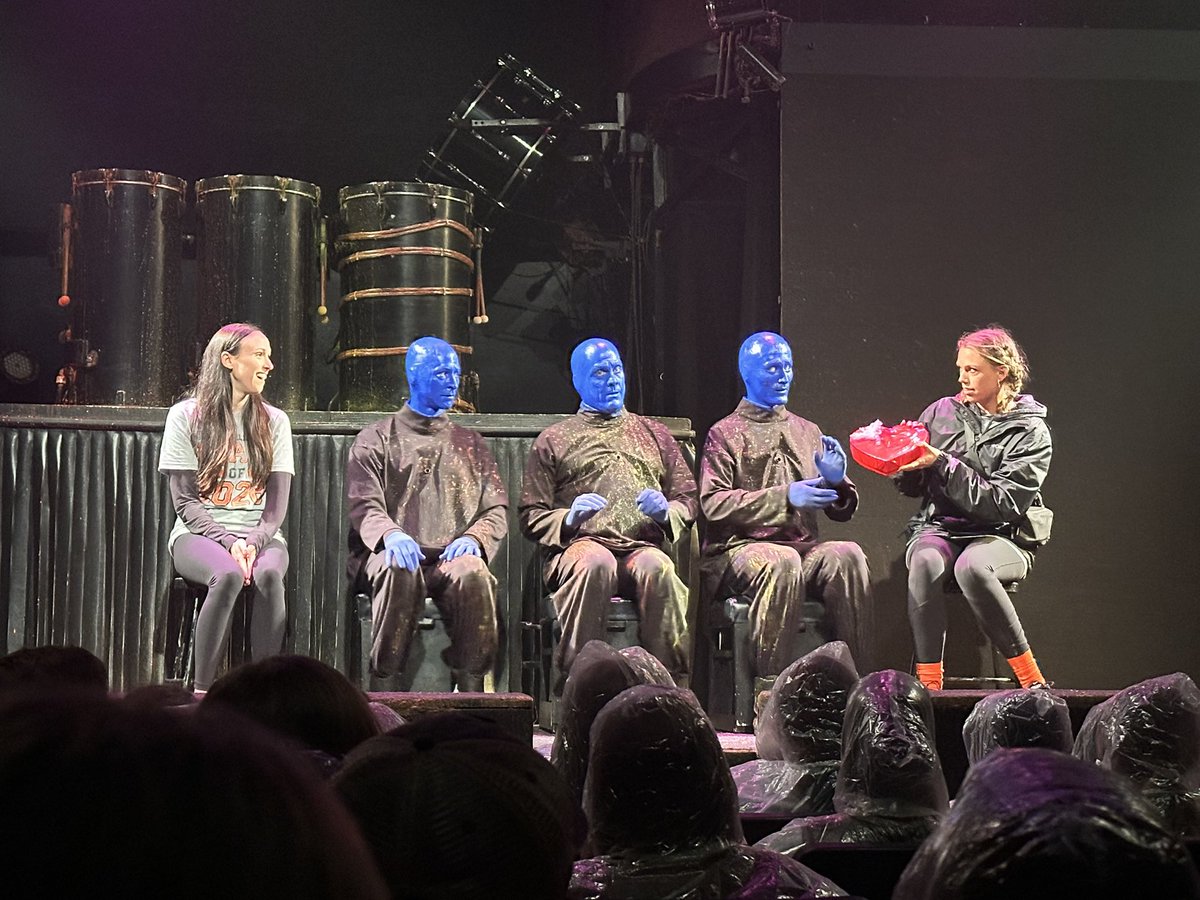 CCCSD_MS's tweet photo. Such a memorable and fun show to see The Blue Man Group! Ms. Yunker, Mrs. Camp and Mrs. Herrera joined in on the fun! @CCCSDtweets https://t.co/wZyU6FS9vE