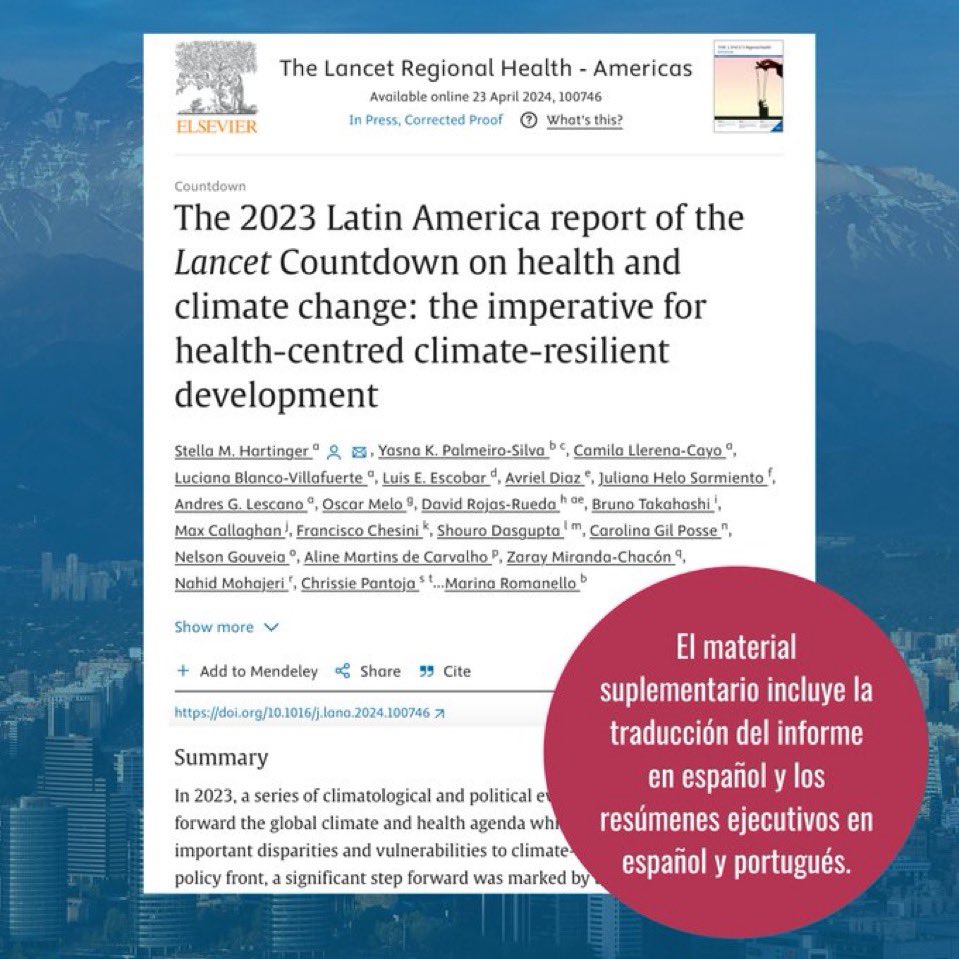 🔵 Sumate al encuentro virtual de @Countdown_LATAM sobre #cambioclimático y #salud. 

☑️ Se presentará un análisis detallado de 34 indicadores de 17 países de la región. 

🗓️ 4 de junio - 14 h Argentina 
🔗 saludsindanio.org/informe-lancet…