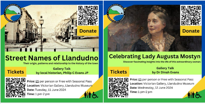 Two fascinating Gallery Talks coming up - The Street Names of Llandudno (11 June), and Celebrating Lady Augusta Mostyn (12 June). These are sure to be popular, so book up early! Just £5, or free with a Seasonal Pass. Talk about a bargain! #NorthWalesSocial #NorthWales
#NWalesHour
