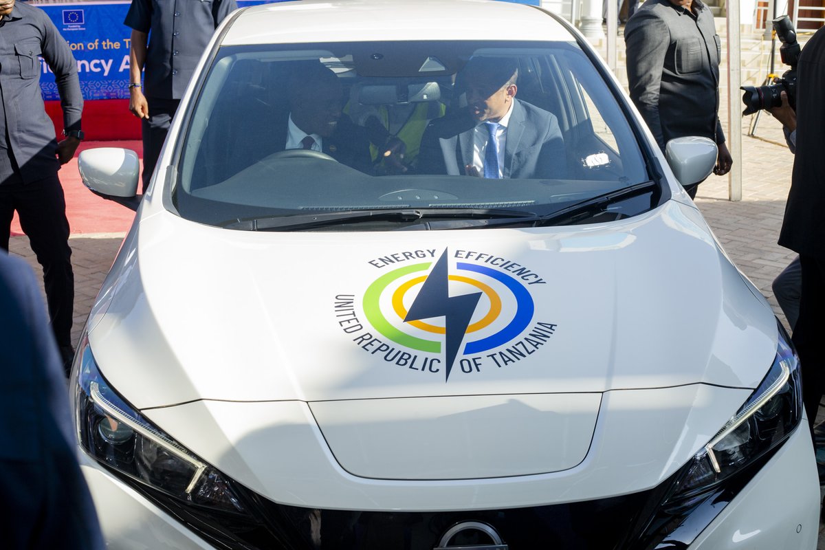 jdmasaki's tweet photo. At the Energy Efficiency Project inauguration in Dodoma, Tanzania! Excited to see @undptz &amp; the Ministry of Energy launch the first electric vehicle and charging stations, promoting #NetZero and clean e-mobility! 🚗🔋🌍 #CleanEnergy #SustainableFuture https://t.co/k4X1mTQrEG