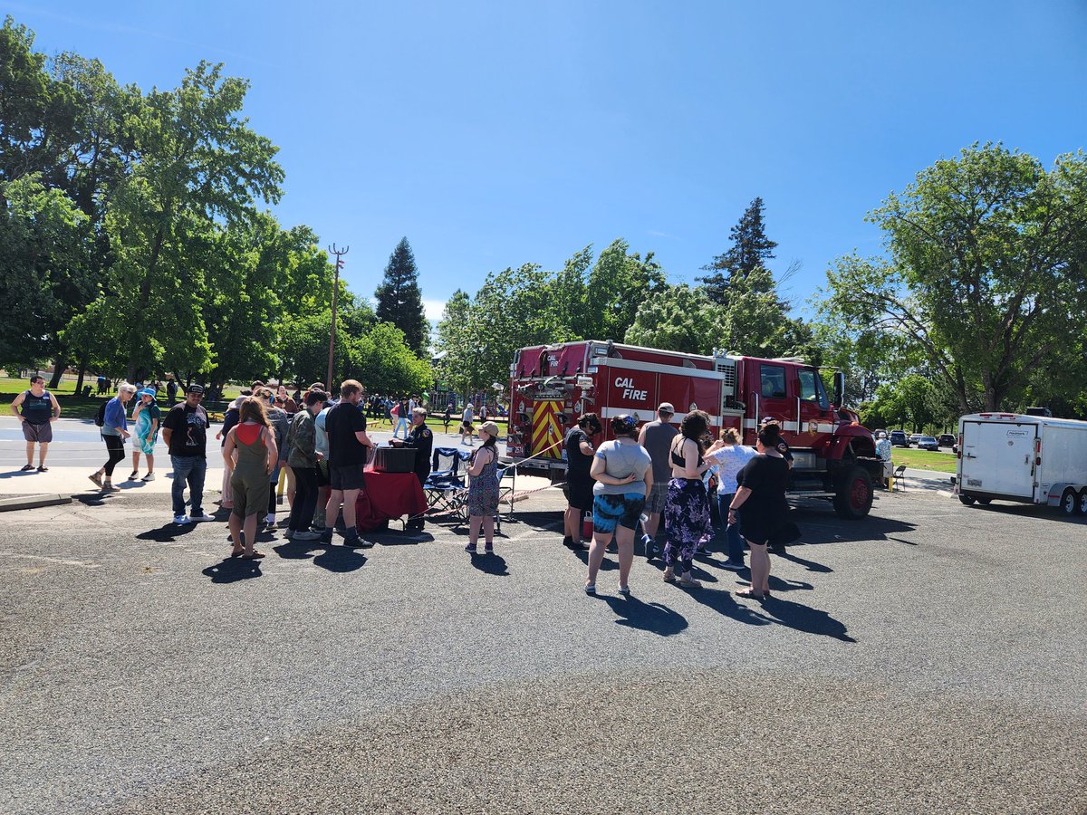 Personnel from CAL FIRE Elk Creek Station and the Fire Prevention Bureau are at the Summer Kickoff Event at Lely Park in Orland providing fire safety education to the Special Needs Community along with Glenn County Sheriff’s Office, Orland PD and Army Corps of Engineers.