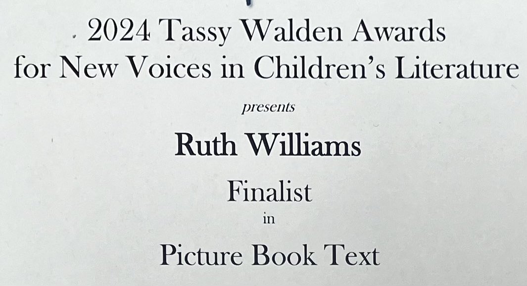 Well, that was a morale boost! Thank you to all the Tassy Walden Award peeps! 
It’s tough to keep plugging away, feeling like you’re getting nowhere. This feedback was a friendly little stepping stone in the quagmire, inspiring me to keep going. 
#picturebooks