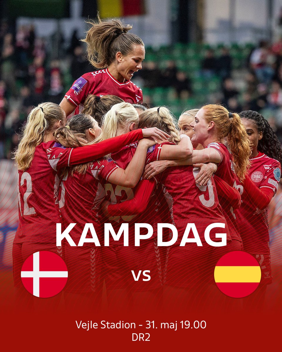 𝗞𝗔𝗠𝗣𝗗𝗔𝗚 🇩🇰 I aften giver vi den alt for Danmark, når verdensmestrene fra Spanien venter i EM-kvalifikationen 👊 🏟️ Vejle Stadion ⏱️ 19.00 📺 DR2 & DRTV - optakt fra 18.30 📻 LIGA på P4 Kom så, Danmark! #ForDanmark #WEURO2025