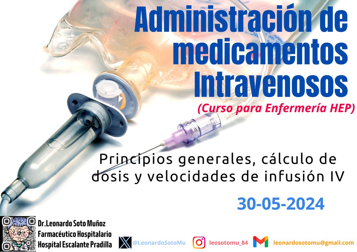LeonardoSotoMu's tweet photo. Administración de drogas intravenosas, principios básicos y cálculo de dosis
https://t.co/fAmxEIhQtm https://t.co/bNupomCmKG