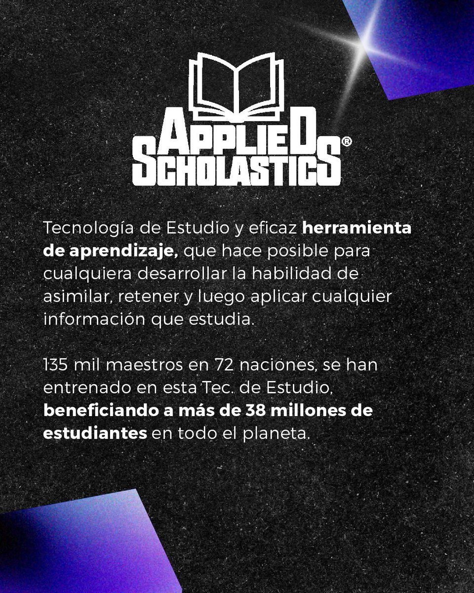 PechosDeHeroe's tweet photo. APPLIED SCHOLASTICS®

Tecnología de Estudio y eficaz herramienta de aprendizaje, que hace posible para cualquiera desarrollar la habilidad de asimilar, retener y luego aplicar cualquier información que estudia. Ha beneficiado a más de 38 millones de estudiantes en todo el mundo. https://t.co/uHUsyricZI