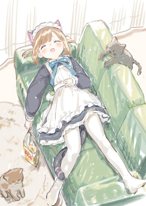 「animal ears sleeping」 illustration images(Latest)