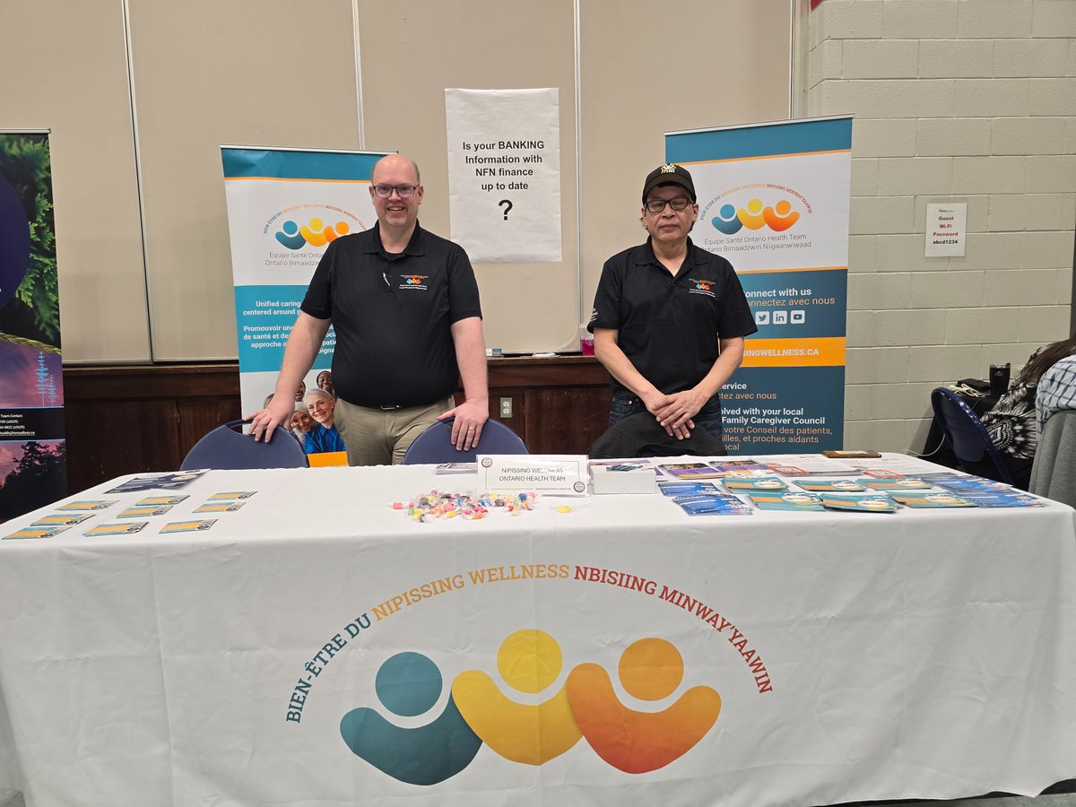NipissingOHT's tweet photo. Nipissing Wellness Ontario Health Team is glad to be participating to the Nipissing  First Nations Health Fair.

L'Équipe Santé Ontario du bien-être du Nipissing est fière de participer à la foire des services de santé de la Première Nation du Nipissing. https://t.co/7GPrSso2Js