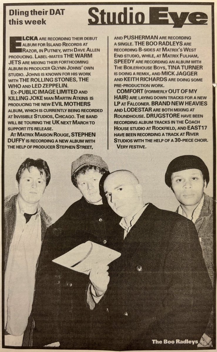 Studio Eye! Who’s recording where! Melody Maker, 14 December 1996. #MelodyMaker #MyLifeInTheUKMusicPress #1996