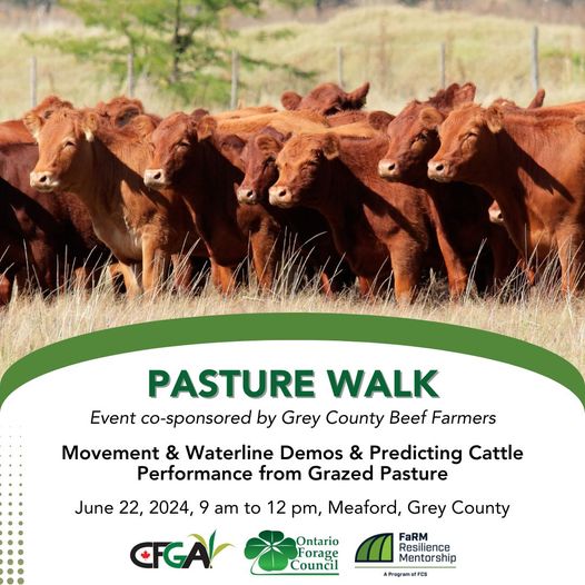 Pasture Walk in Ontario coming up June 22!
Check out Ontario Forage Council for all the details.

Don't miss these topics: Animal movement, waterline demos, and predicting cattle performance from grazed pasture. 
#pastures #rotationalgrazing