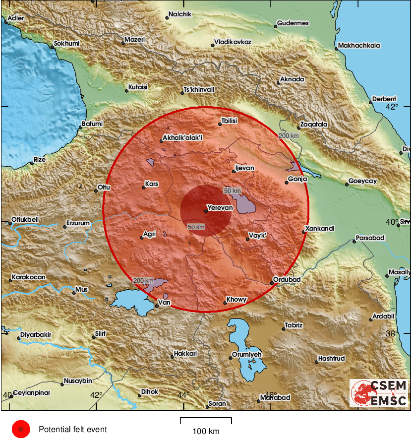 #Earthquake possibly felt 26 sec ago in #Armenia. Felt it? Tell us via:
📱emsc-csem.org/lastquake/how_…
🌐m.emsc.eu
🖥emsc-csem.org
⚠ Automatic crowdsourced detection, not seismically verified yet. More info soon!