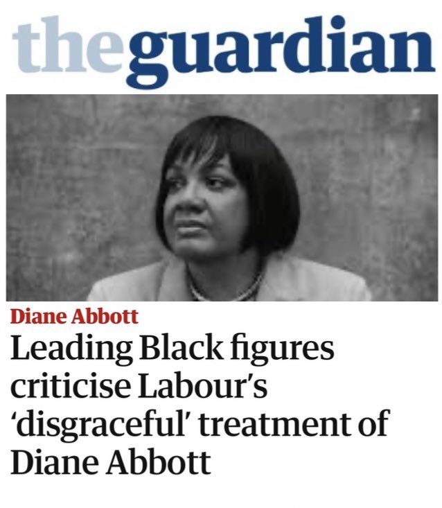 BLACK ICONS UNITE IN CRITICISING LABOUR Celebrated Black British personalities including Lenny Henry, Renni Eddo-Lodge & Afua Hirsch have written an open letter vehemently calling out the 'disrespectful' & 'vindictive' treatment meted out to Diane Abbott. theguardian.com/politics/artic…